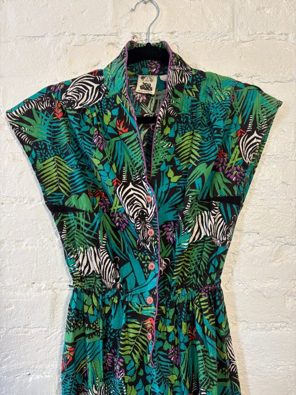 RARE You Babes Super Funky Vintage Zebra Jungle Print Cinched Waist Jumpsuit